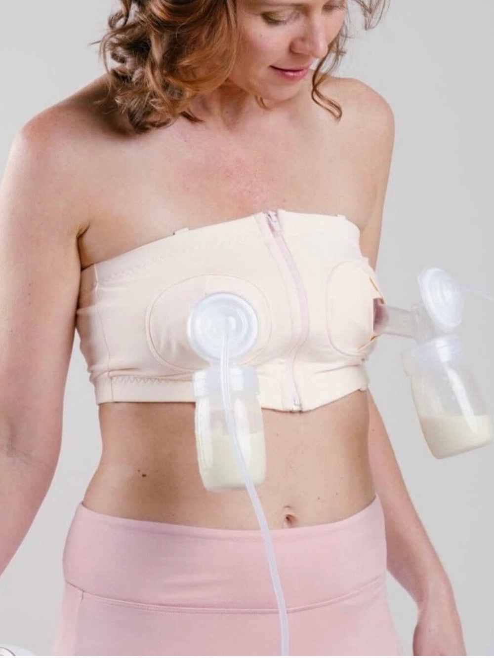 Lansinoh Hands-Free Breast Pump Nursing Bra in Light Beige
